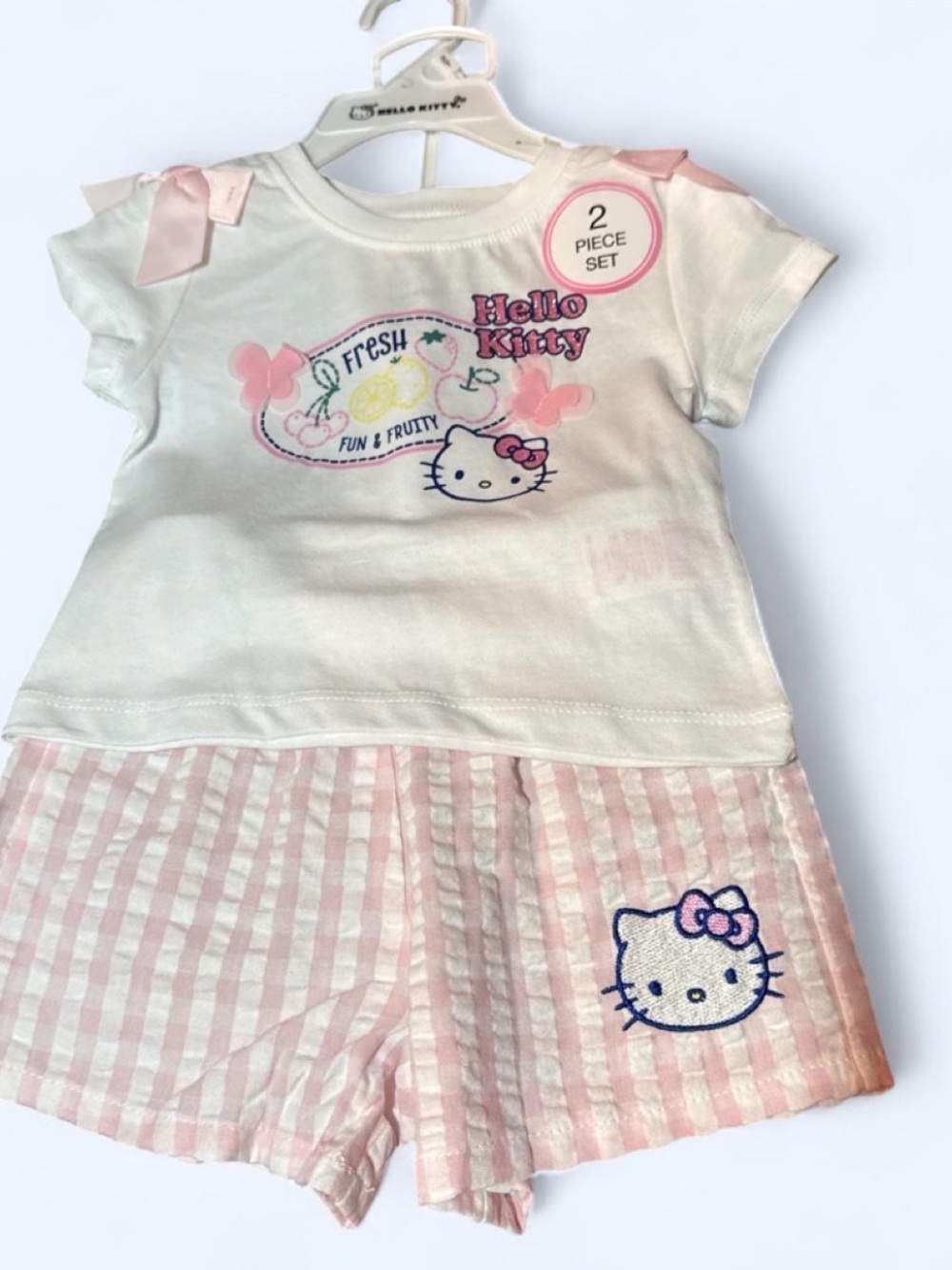Hello Kitty White & Pink Two-Piece Pajama Set